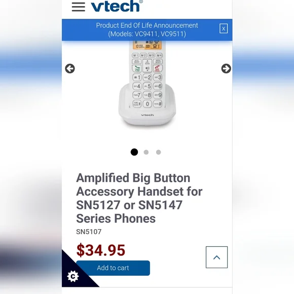 VTech Amplified Accessory Handset with Big Buttons - Picture 8 of 8